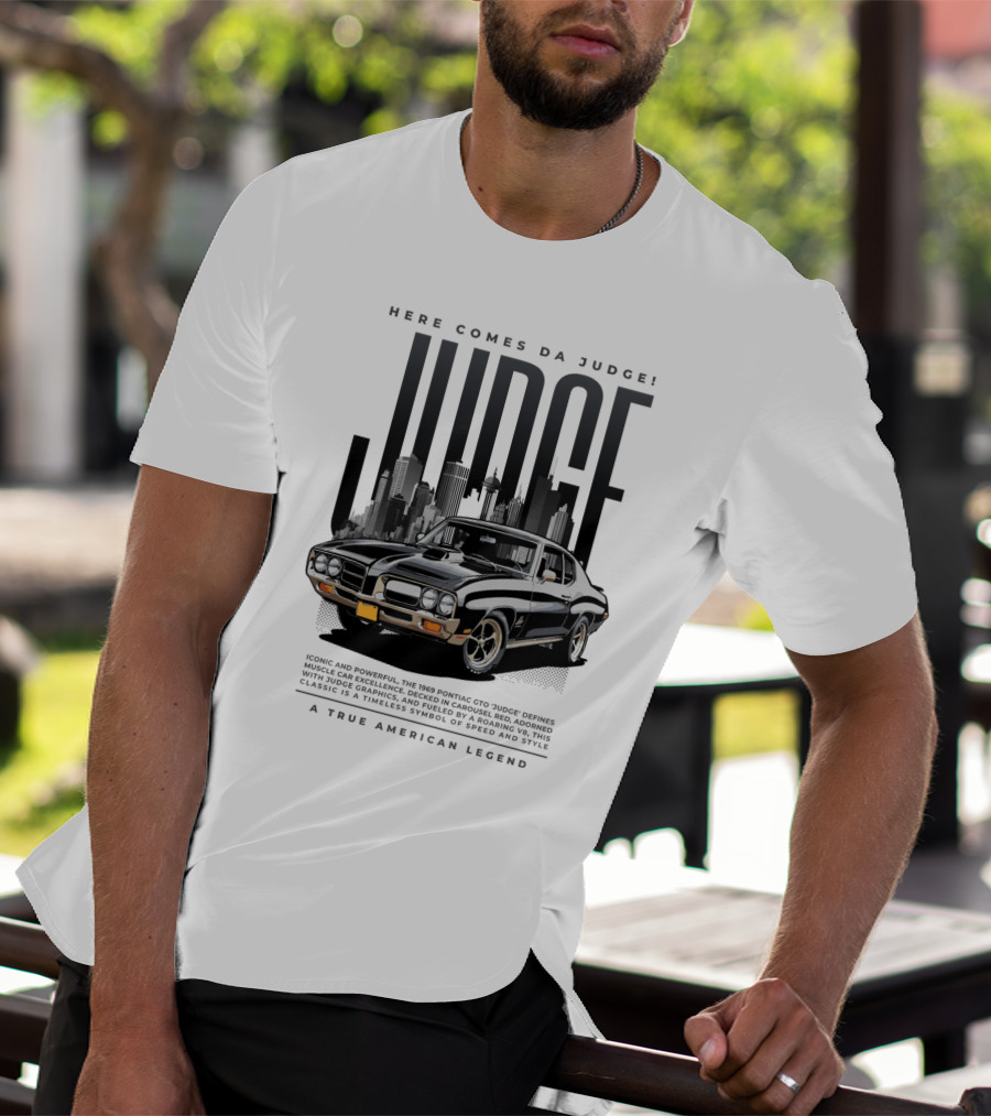 Pontiac Judge Muscle Car Iconic Roaring Classic City Skyline T-Shirt