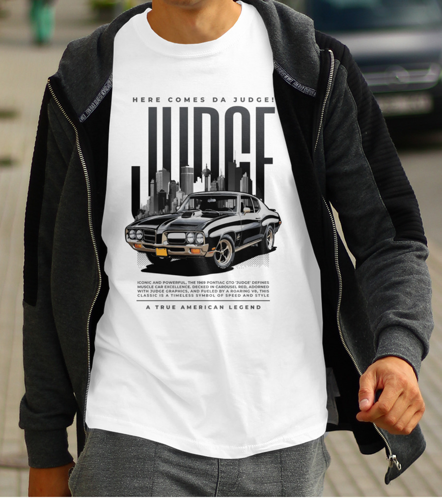 Pontiac Judge Muscle Car Iconic Roaring Classic City Skyline T-Shirt