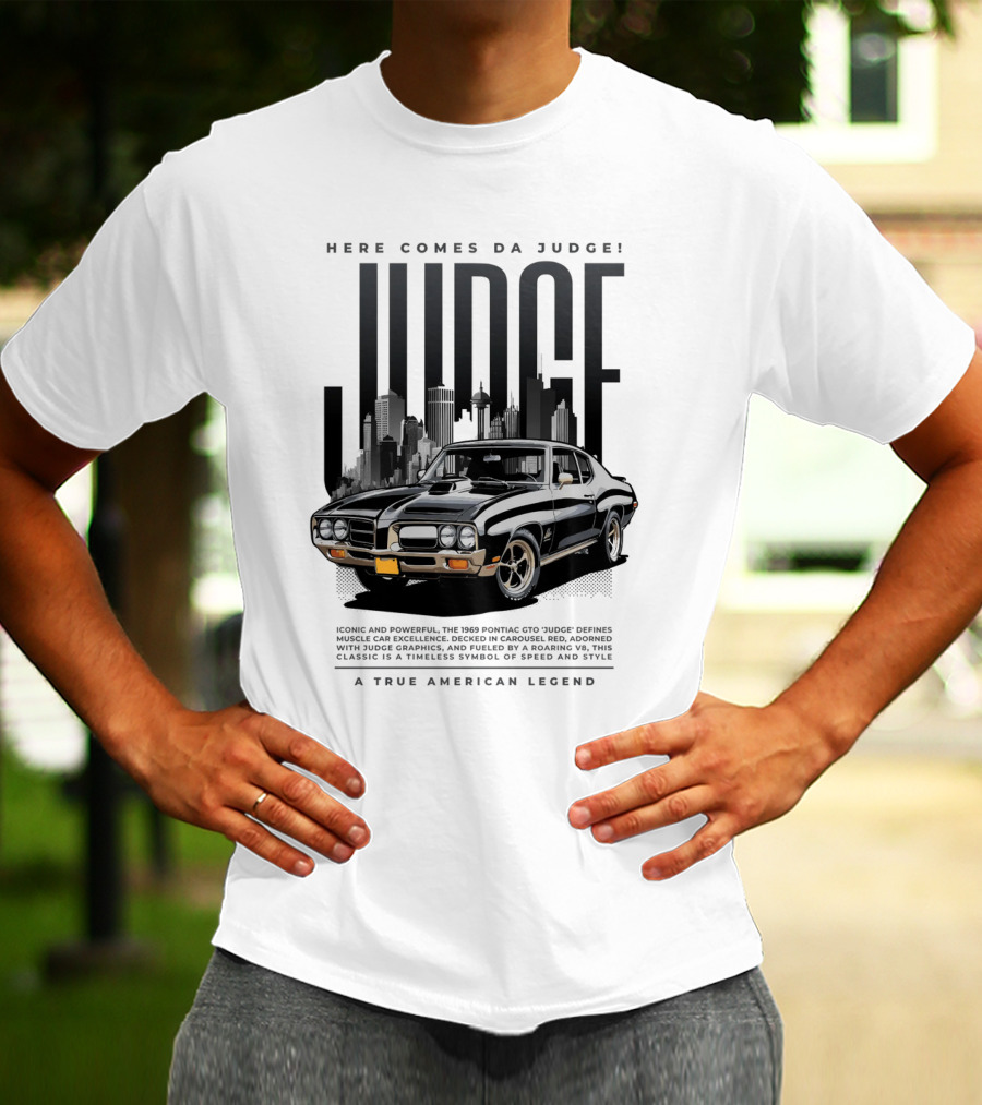 Pontiac Judge Muscle Car Iconic Roaring Classic City Skyline T-Shirt