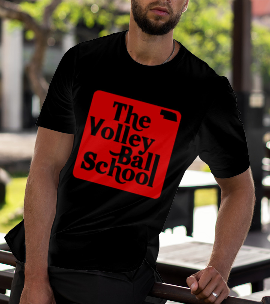 The Volleyball School Nebraska Red Square Text T-Shirt