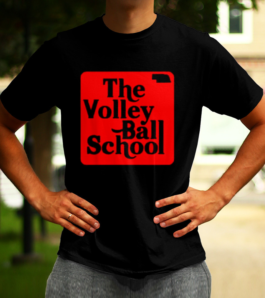 The Volleyball School Nebraska Red Square Text T-Shirt