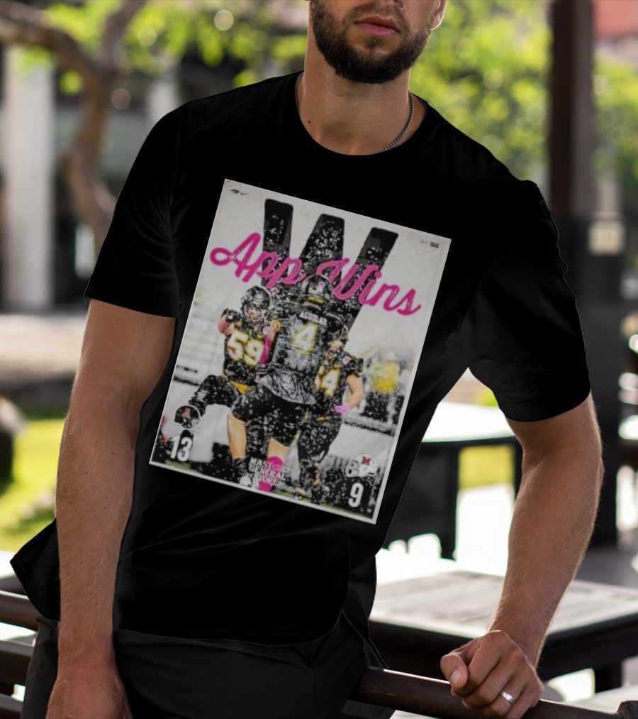 Appalachian State Mountaineers Football App Wins 13 9 Victory Celebration Football Players In Action T-Shirt