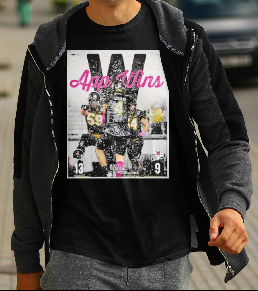 Appalachian State Mountaineers Football App Wins 13 9 Victory Celebration Football Players In Action T-Shirt