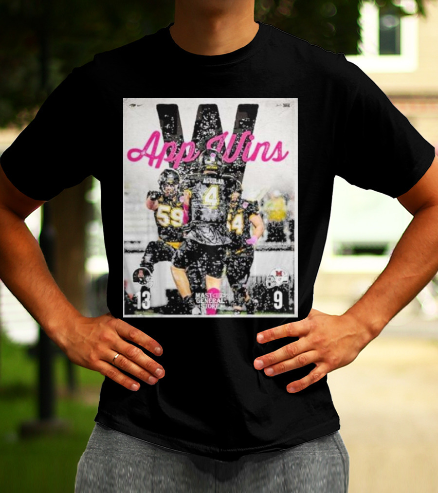 Appalachian State Mountaineers Football App Wins 13 9 Victory Celebration Football Players In Action T-Shirt