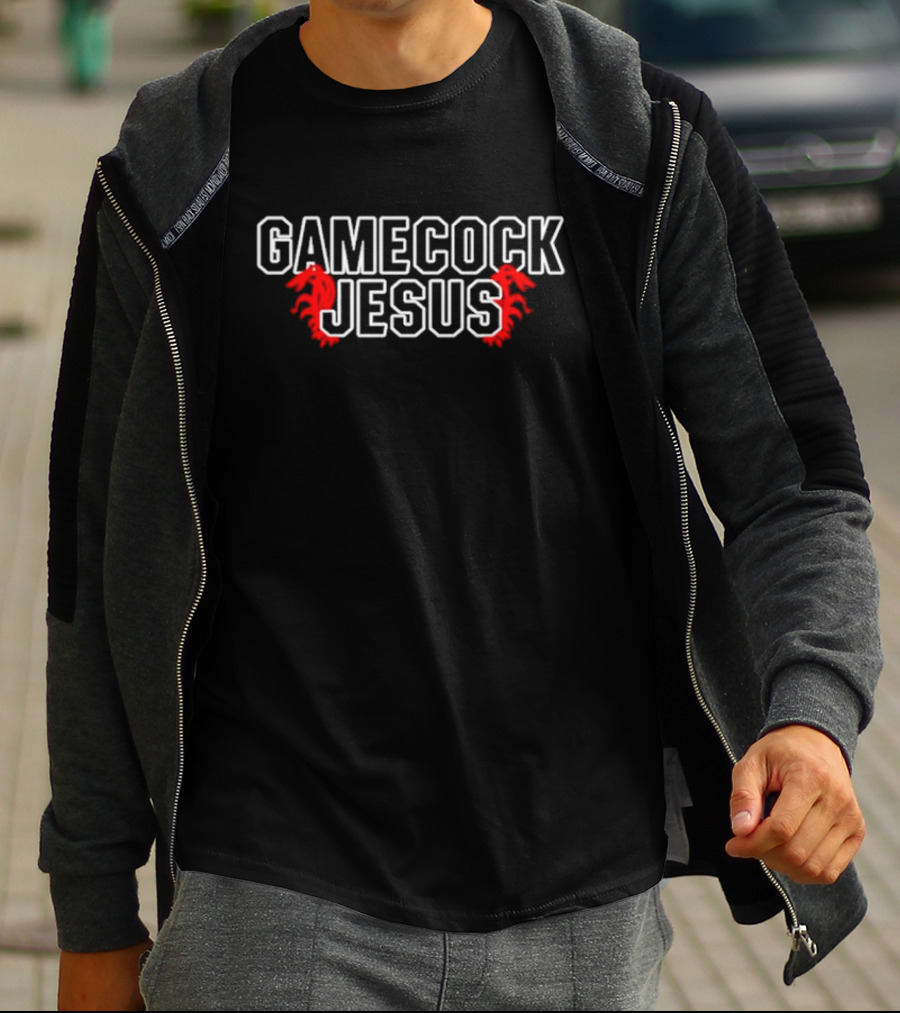 Gamecock Jesus Rooster Silhouette Iconic Sports Team Phrase T-Shirt