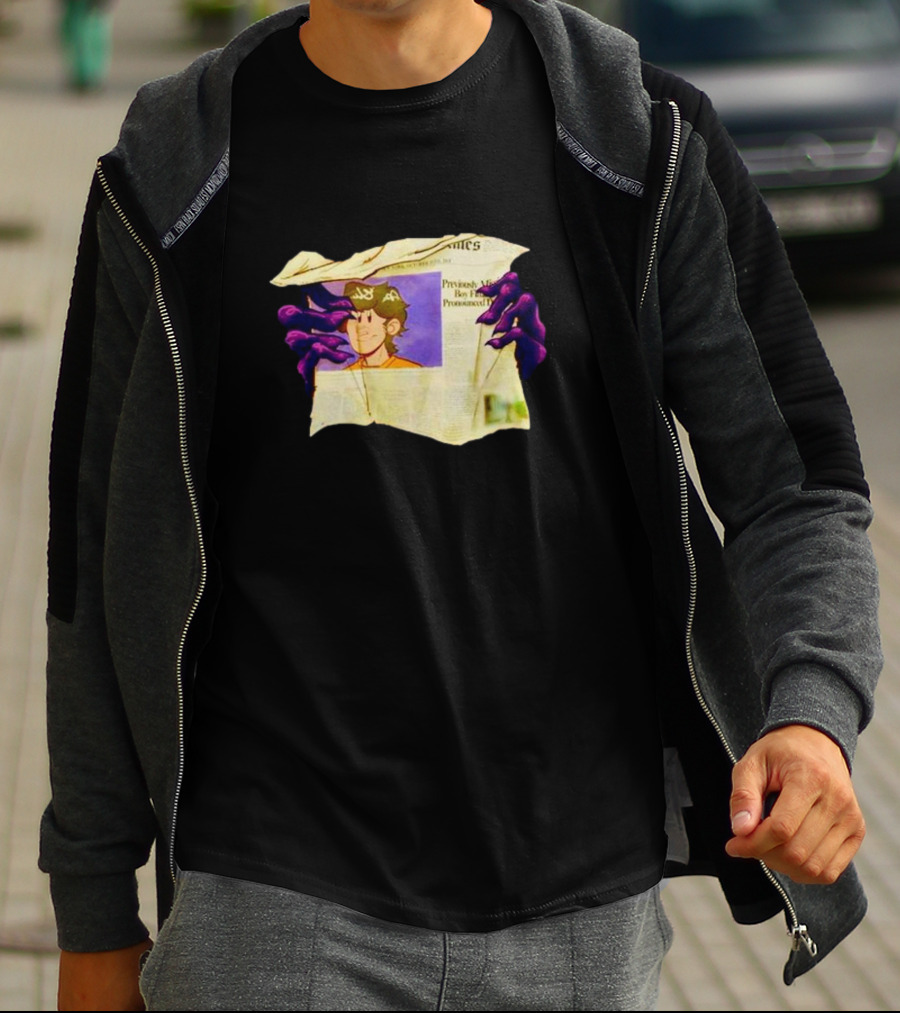 Graaavel’s Backstory Newspaper Cursed Hands Crowned Character T-Shirt