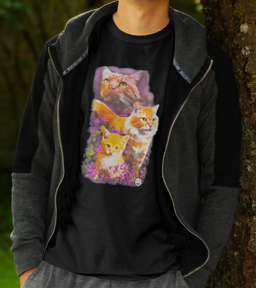 Opticgaming Scump Cat Trio Among Blossoms T-Shirt