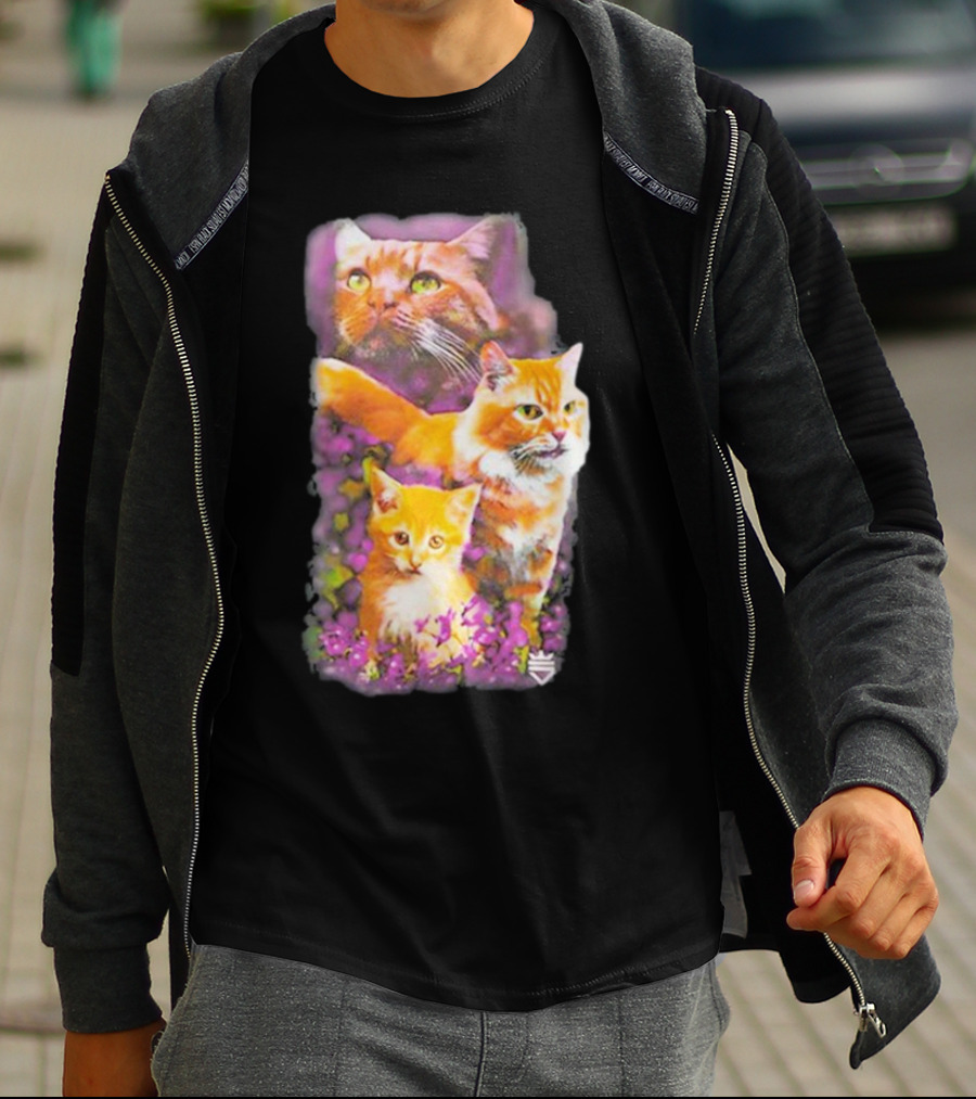 Opticgaming Scump Cat Trio Among Blossoms T-Shirt