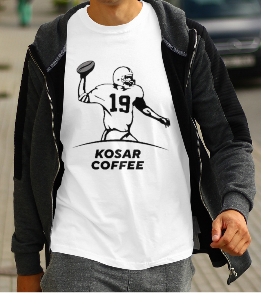 Kosar Coffee 19 Football Quarterback Throwing Ball T-Shirt
