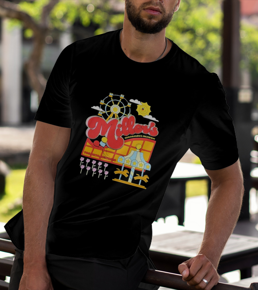Miller's Miraculous Meadow Toronto Ontario Ferris Wheel Carousel Sun And Clouds T-Shirt