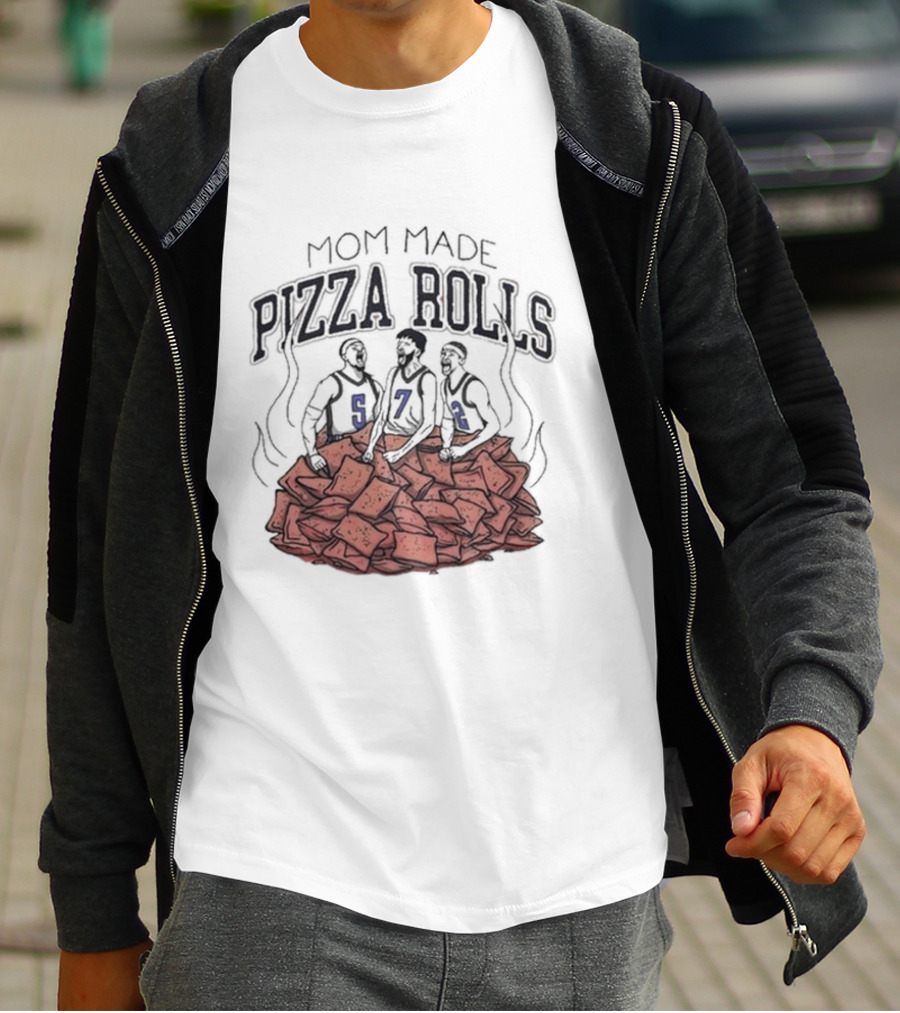 Mom Made Pizza Rolls Basketball Trio On Pizza Pile T-Shirt