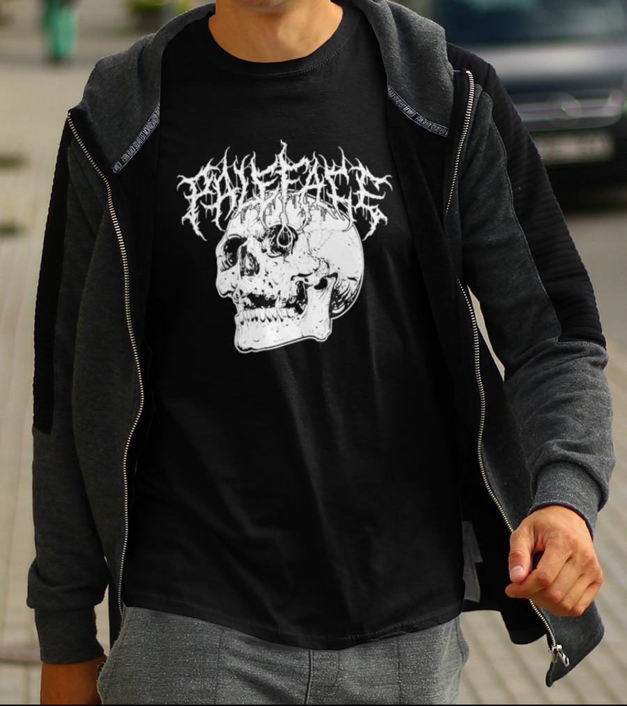 Paleface Skull Art With Gothic Script T-Shirt