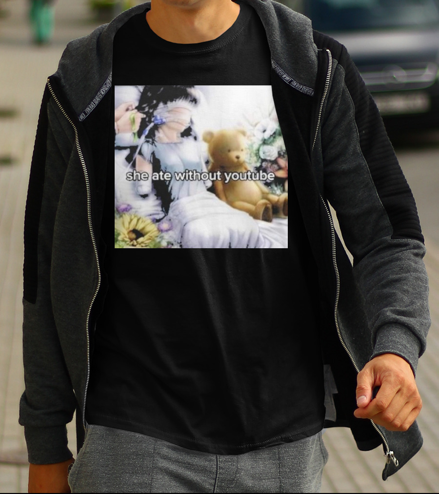 She Ate Without YouTube Floral Teddy Bear Aesthetic T-Shirt