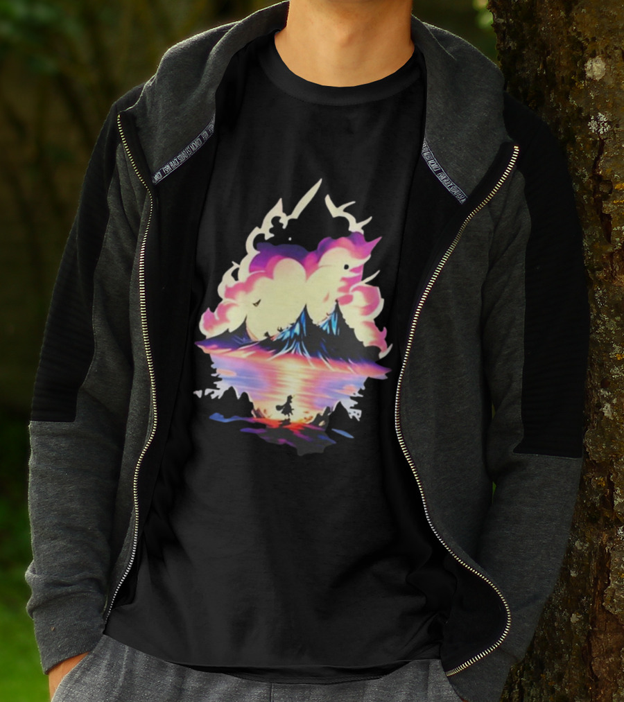 Fairy Tale Sight Comics Artwork Enchanted Landscape With Mountains And Reflection T-Shirt