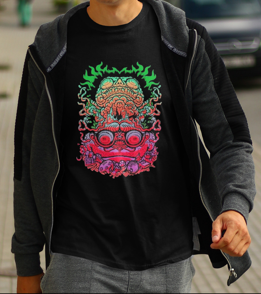 Papa Meat Psychedelic Skull Monster Stack T-Shirt