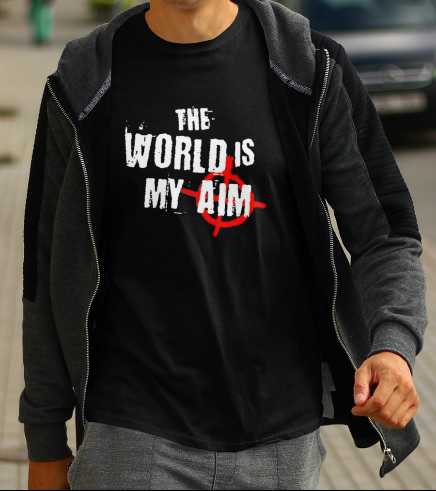 The World Is My Aim Vintage Black And White With Red Target Circle T-Shirt