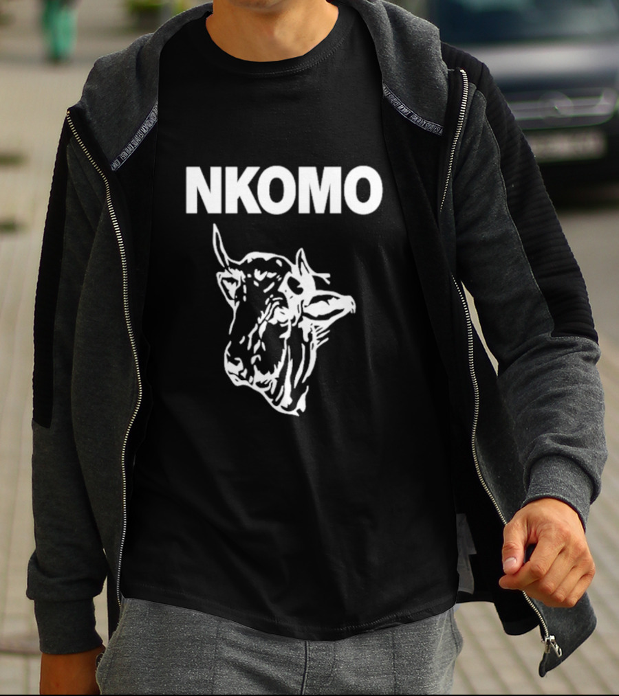 NKOMO Cow Illustration White Text T-Shirt