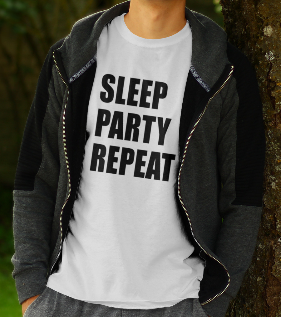 Sleep Party Repeat Slogan Black минималистичний дизайн T-Shirt