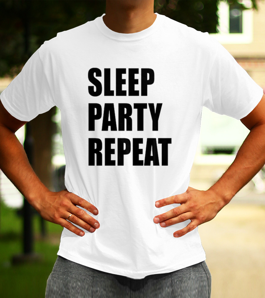 Sleep Party Repeat Slogan Black минималистичний дизайн T-Shirt