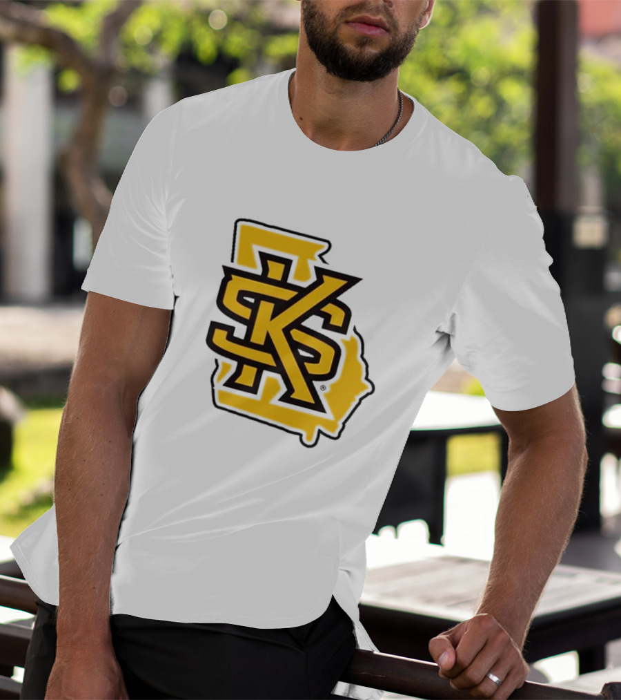 KSU Athletics Black And Gold Georgia Map T-Shirt