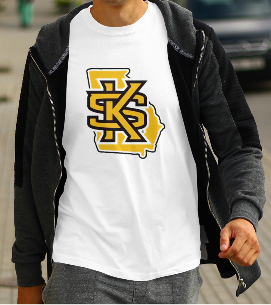 KSU Athletics Black And Gold Georgia Map T-Shirt