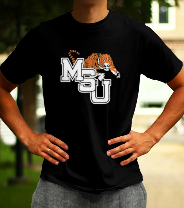 MSU Tiger Icon With Bold White Letters And Orange Stripes T-Shirt