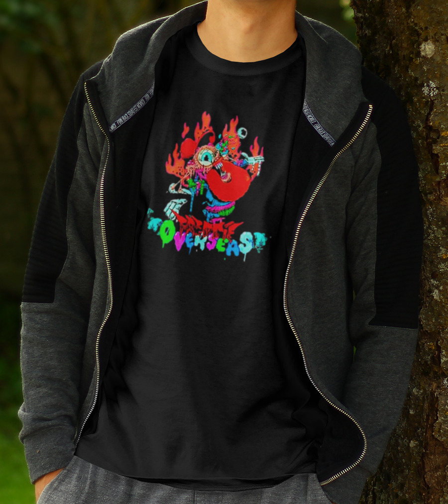 Freddie Overseas Flaming Cartoon Character Multicolor T-Shirt