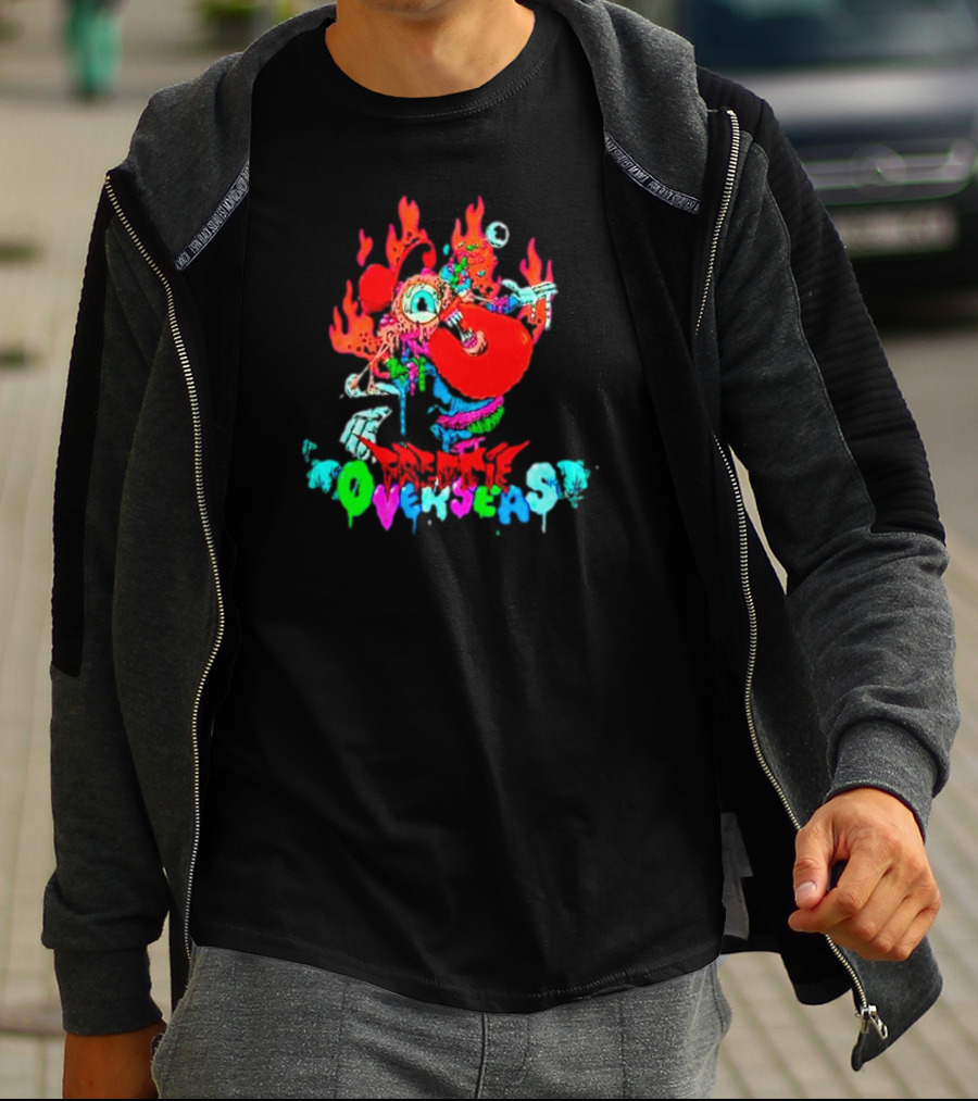 Freddie Overseas Flaming Cartoon Character Multicolor T-Shirt