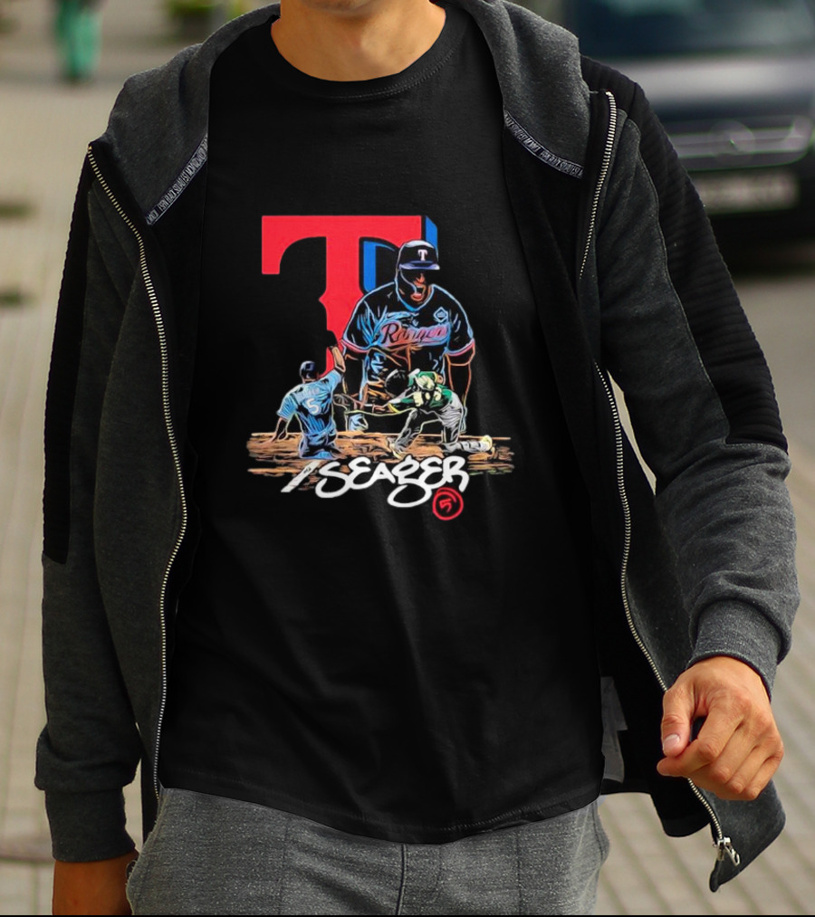 Texas Rangers Seager Baseball Action T-Shirt