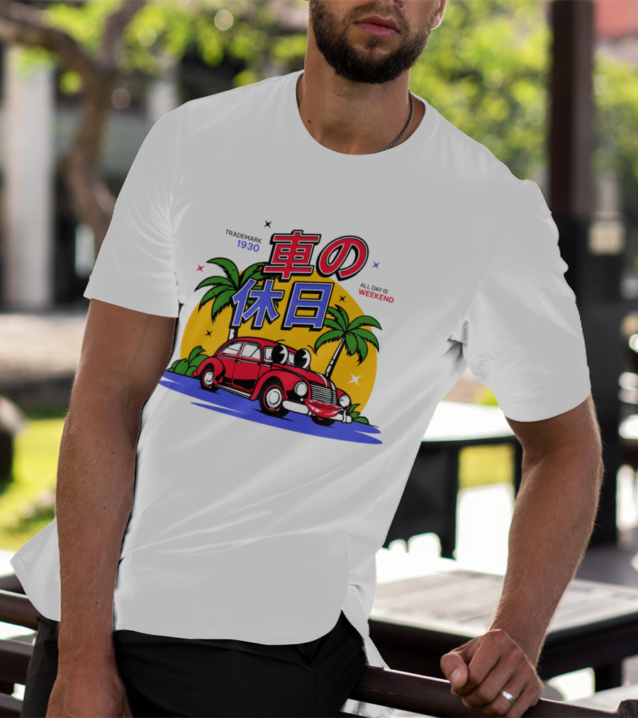 Trademark 1930 Car Holiday All Days Weekend Palm Trees T-Shirt