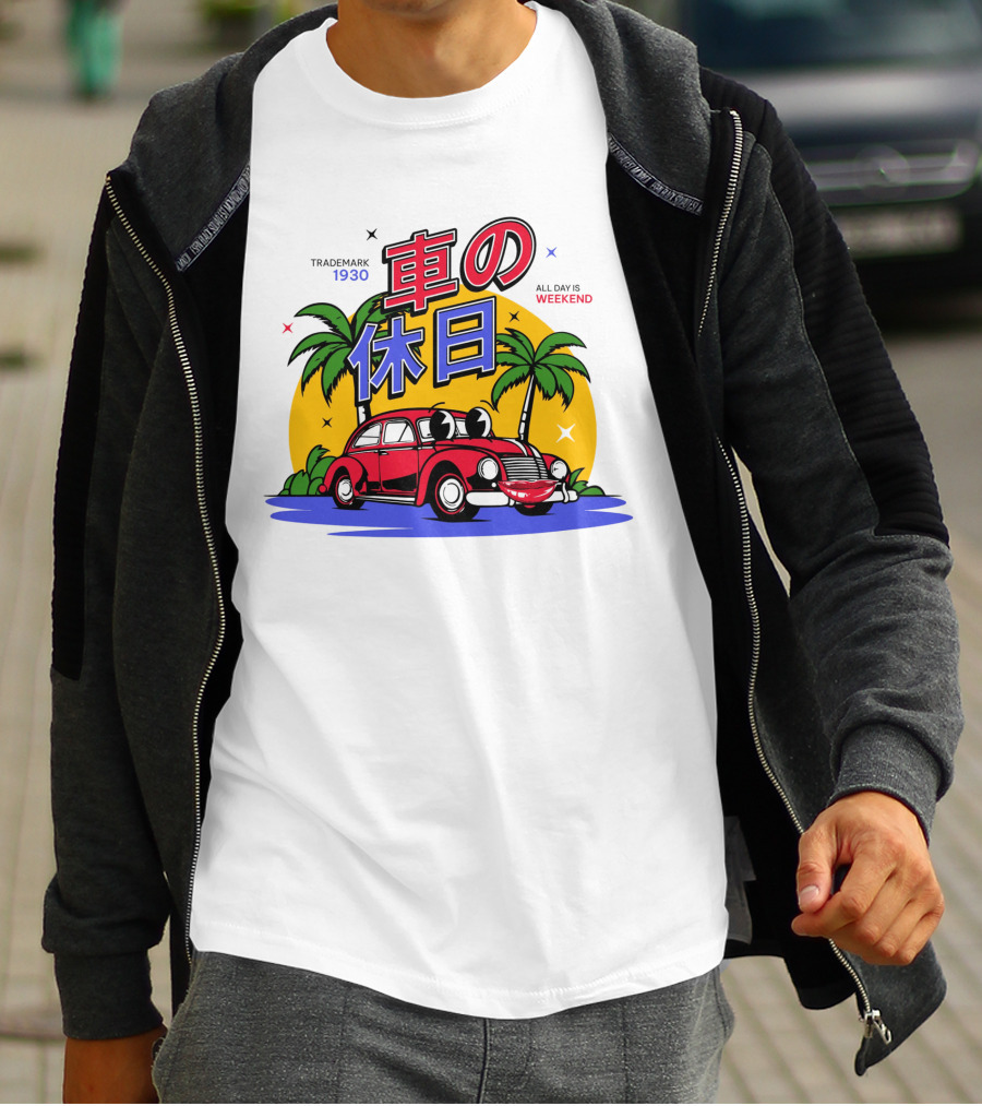 Trademark 1930 Car Holiday All Days Weekend Palm Trees T-Shirt