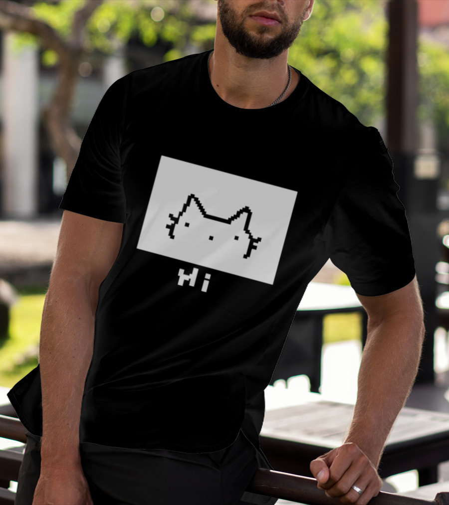 Chew Hi Cat Pixel Art Minimalistic Kitty T-Shirt