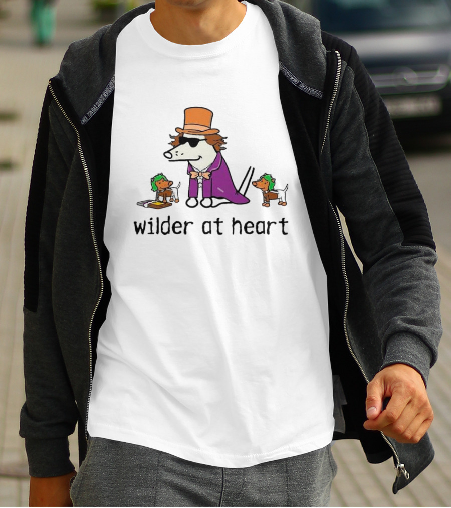 Wilder At Heart Dog In Orange Hat And Purple Outfit With Two Small Dogs T-Shirt