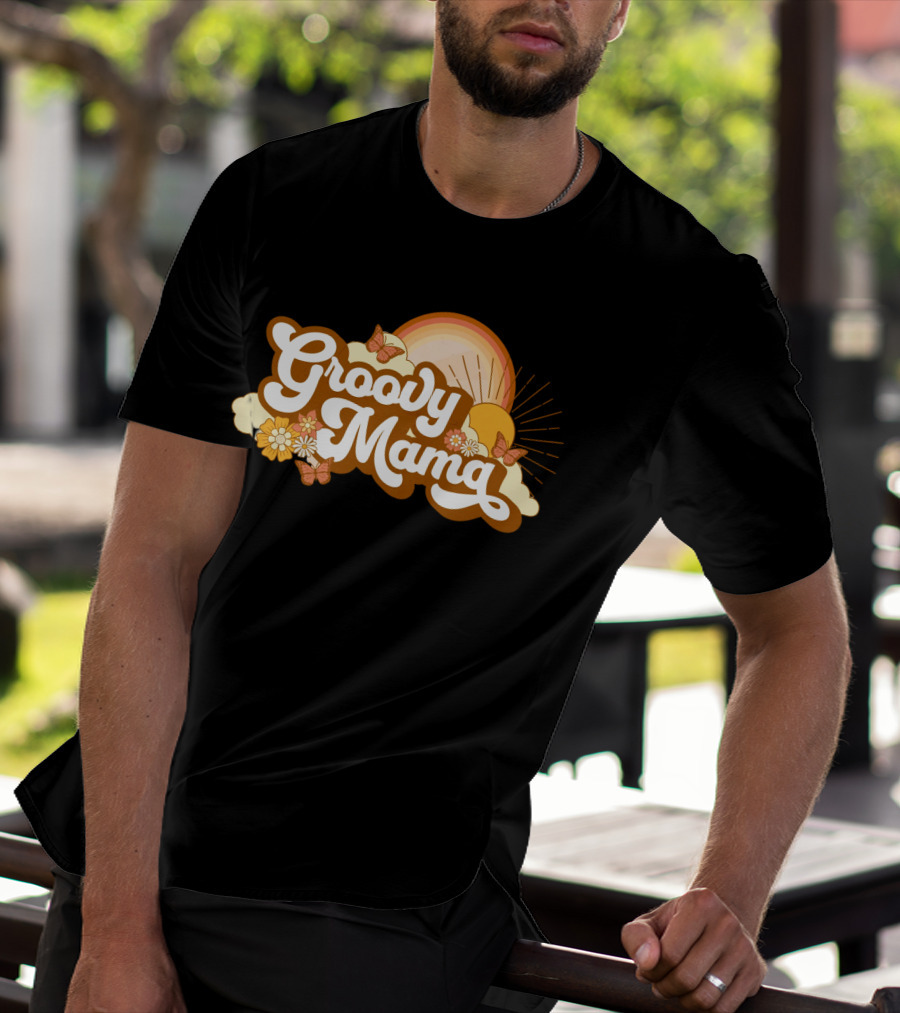 Groovy Mama Retro Sunflower Butterflies T-Shirt