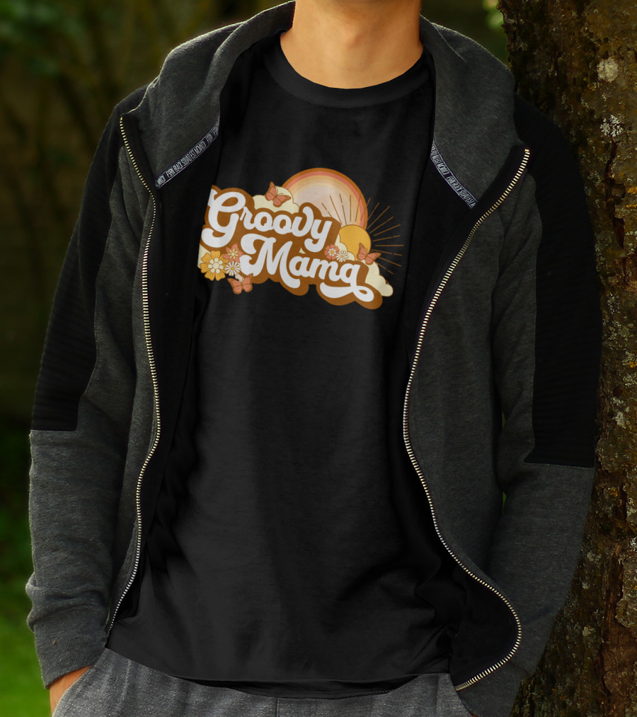Groovy Mama Retro Sunflower Butterflies T-Shirt