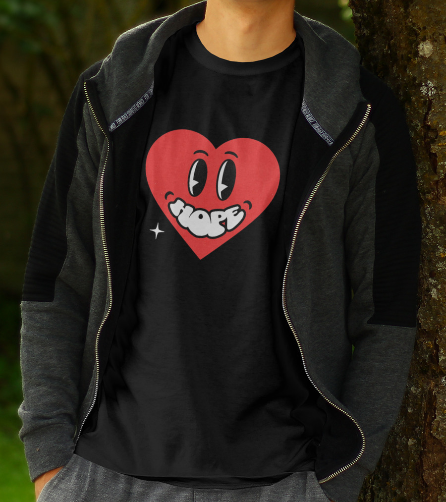 Hope Heart With Cartoon Eyes And Sparkle T-Shirt