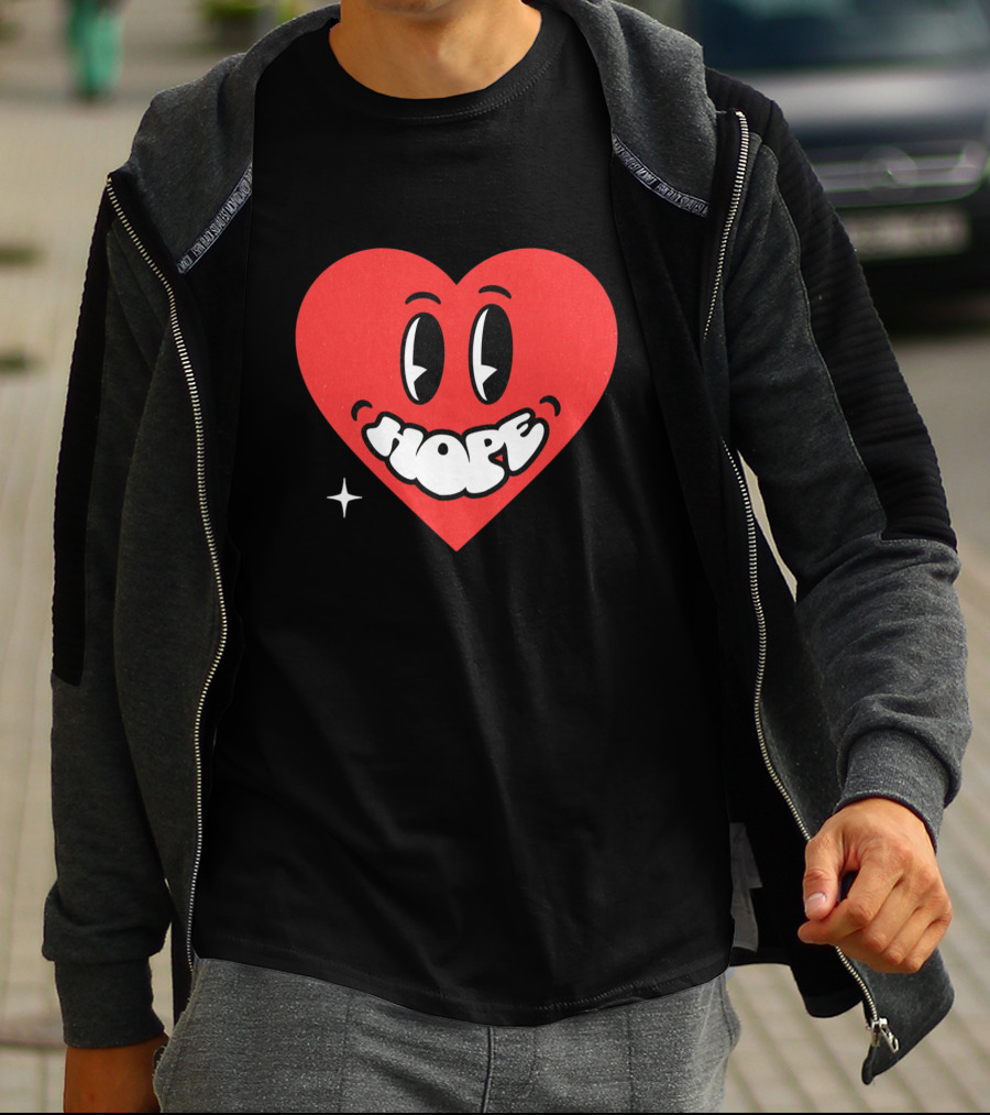 Hope Heart With Cartoon Eyes And Sparkle T-Shirt