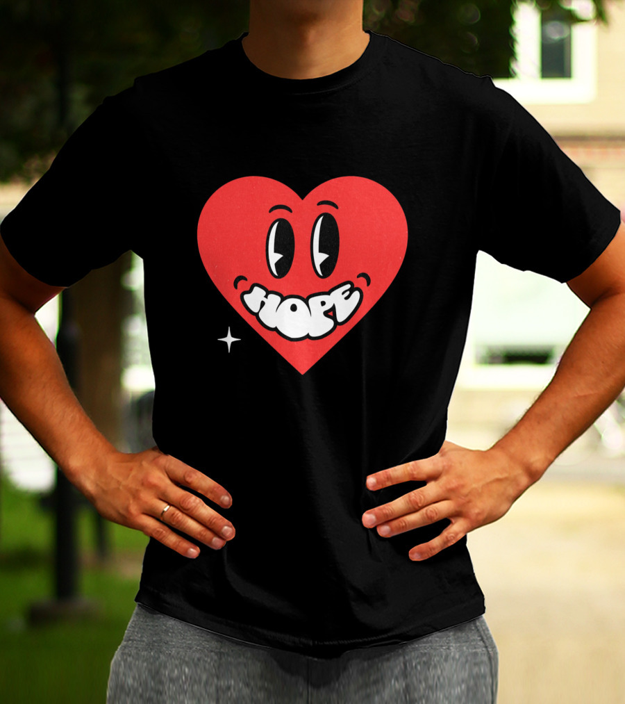 Hope Heart With Cartoon Eyes And Sparkle T-Shirt