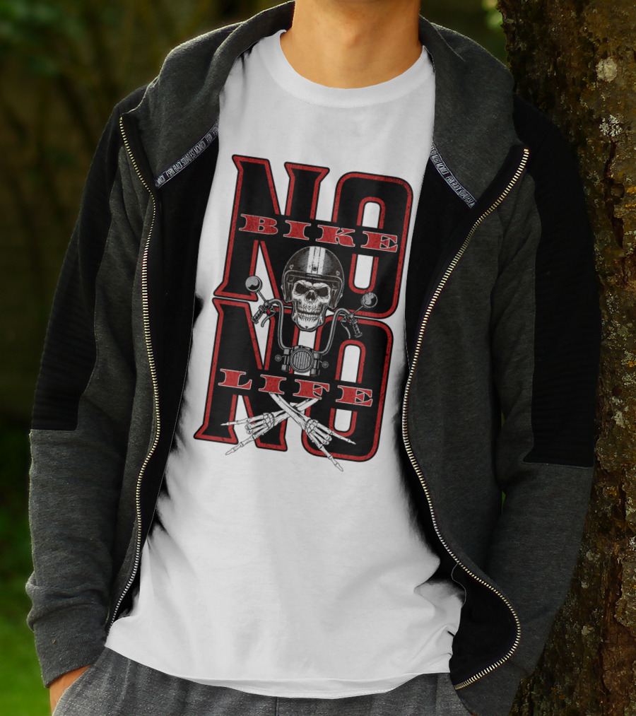 NO BIKE NO LIFE Motorcycle Skull T-Shirt