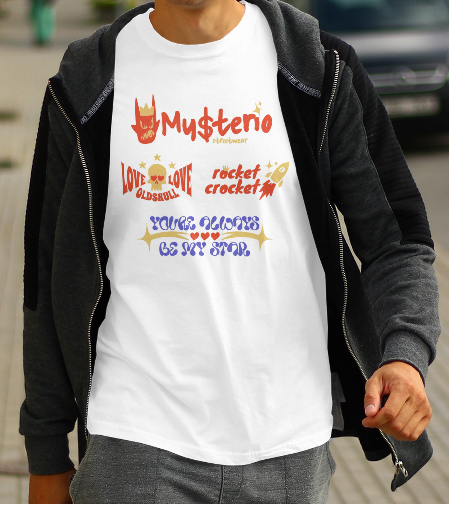 My$terio Streetwear Love Oldskull Rocket Crocket You're Always Be My Star T-Shirt