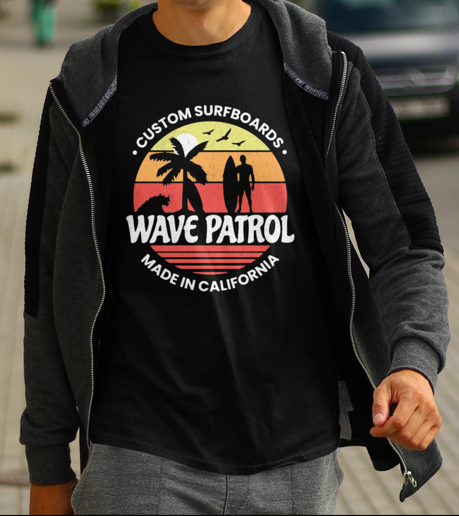 Wave Patrol Custom Surfboards Made In California T-Shirt