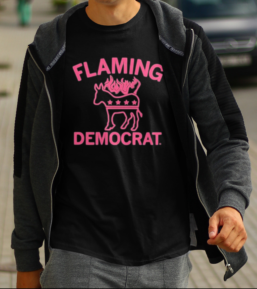 Flaming Democrat Donkey With Stars And Flames T-Shirt
