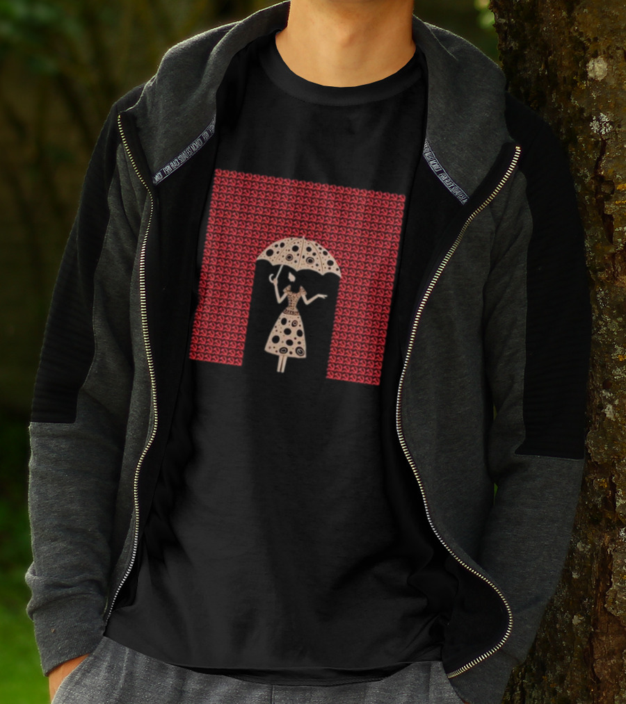 It’s All Around You Artisan Series Umbrella Pattern Black And Red T-Shirt