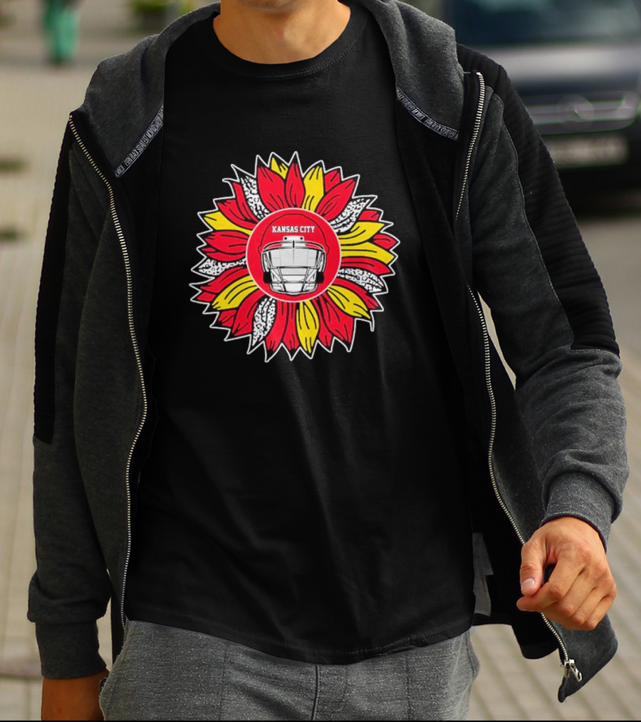 Kansas City Chiefs Sunflower Football Helmet T-Shirt