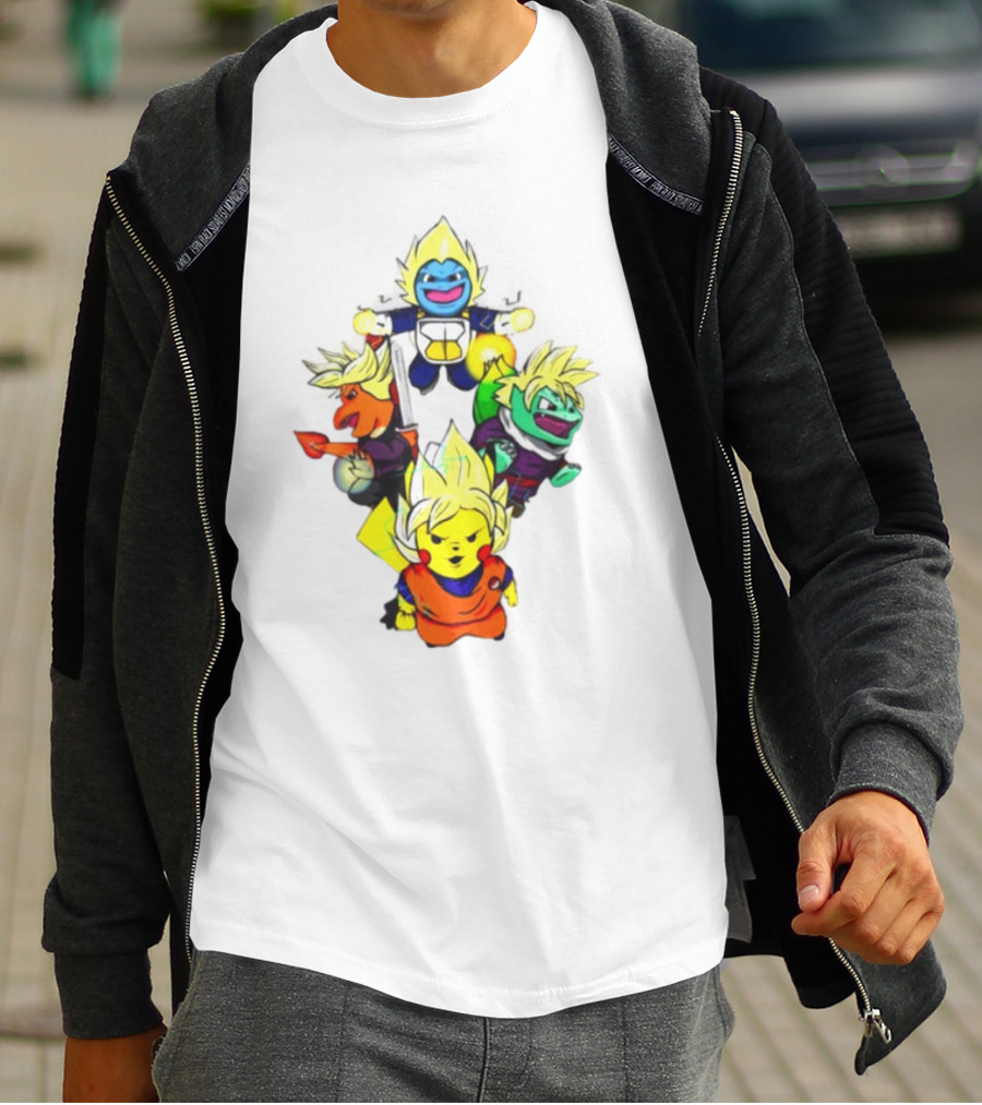 Dragon Ball Z Super Saiyan Pokemon Crossover Characters T-Shirt