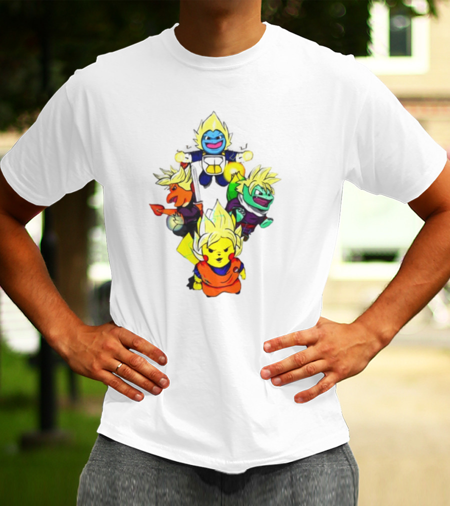 Dragon Ball Z Super Saiyan Pokemon Crossover Characters T-Shirt