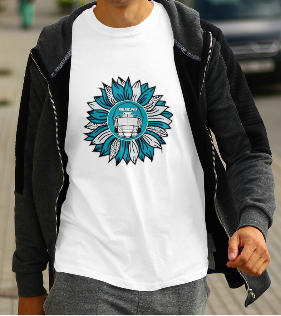 Philadelphia Eagles Football Helmet Sunflower T-Shirt