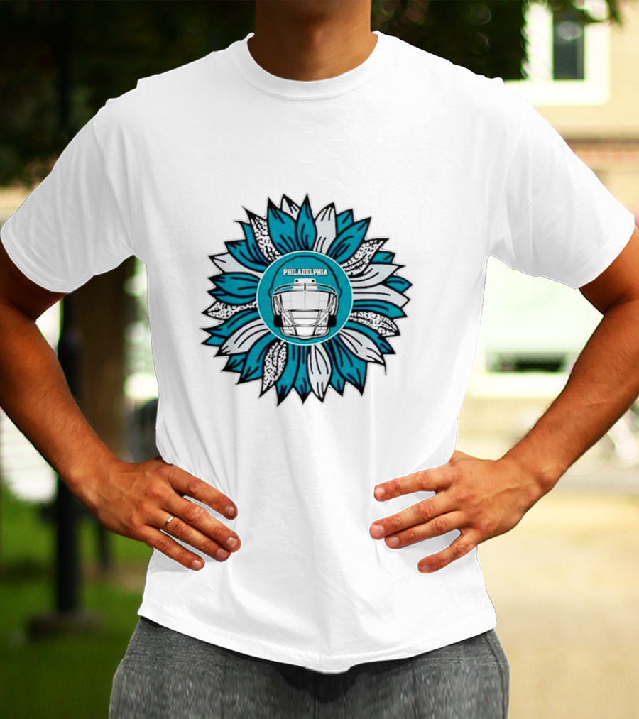 Philadelphia Eagles Football Helmet Sunflower T-Shirt