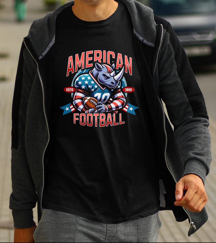 American Football Rhino Mascot ESTD 1990 T-Shirt
