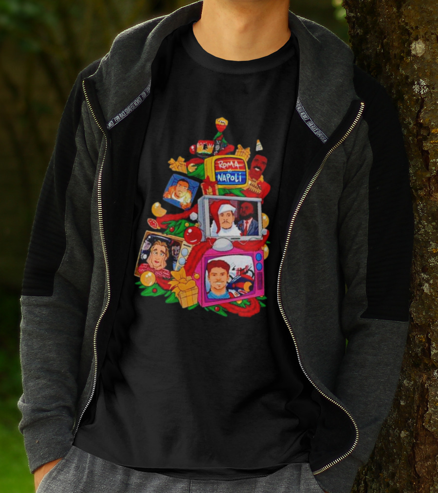 Roma Napoli Matchday Christmas Tree With Television Characters T-Shirt